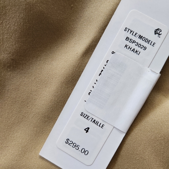 Badgley Mischka Ribbon Waist Ankle Pants Khaki Crop Skinny Work Trouser - Picture 10 of 12